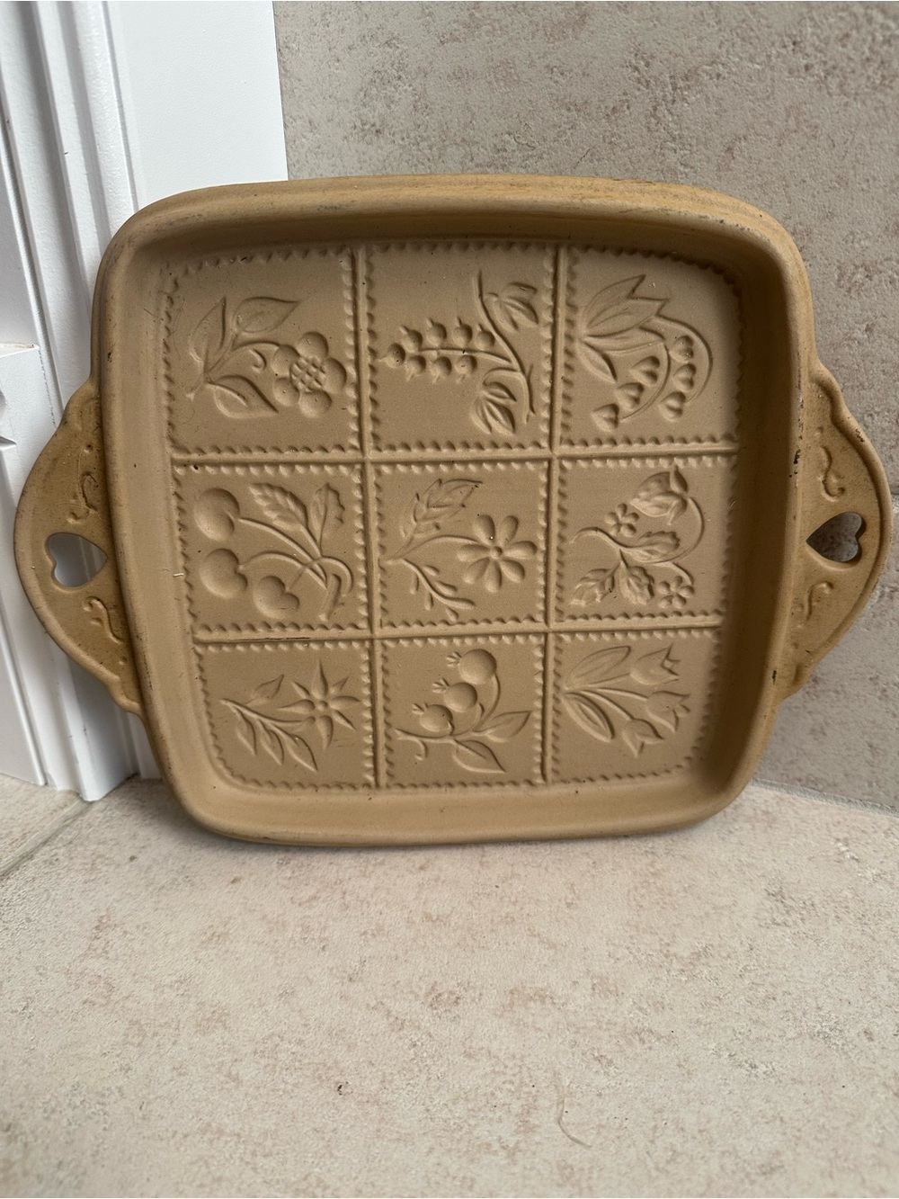 Vintage 1988 Brown Bag Cookie Art Mold Shortbread Baking Pan - Flowers & Berries